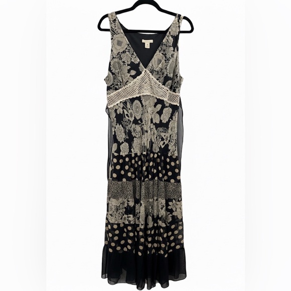jonathan martin Dresses & Skirts - Vintage Jonathan Martin Silk Floral Polka Dot Whimsigoth Maxi Dress 16